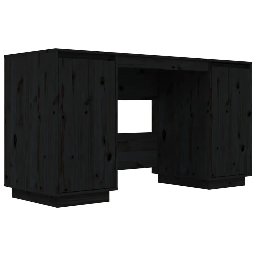 Mesa Ajustável Secretária 140x50x75 cm madeira de pinho maciç preto