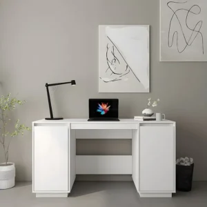 Móvel Compacto Secretária 140x50x75 cm madeira de pinho maciç branco