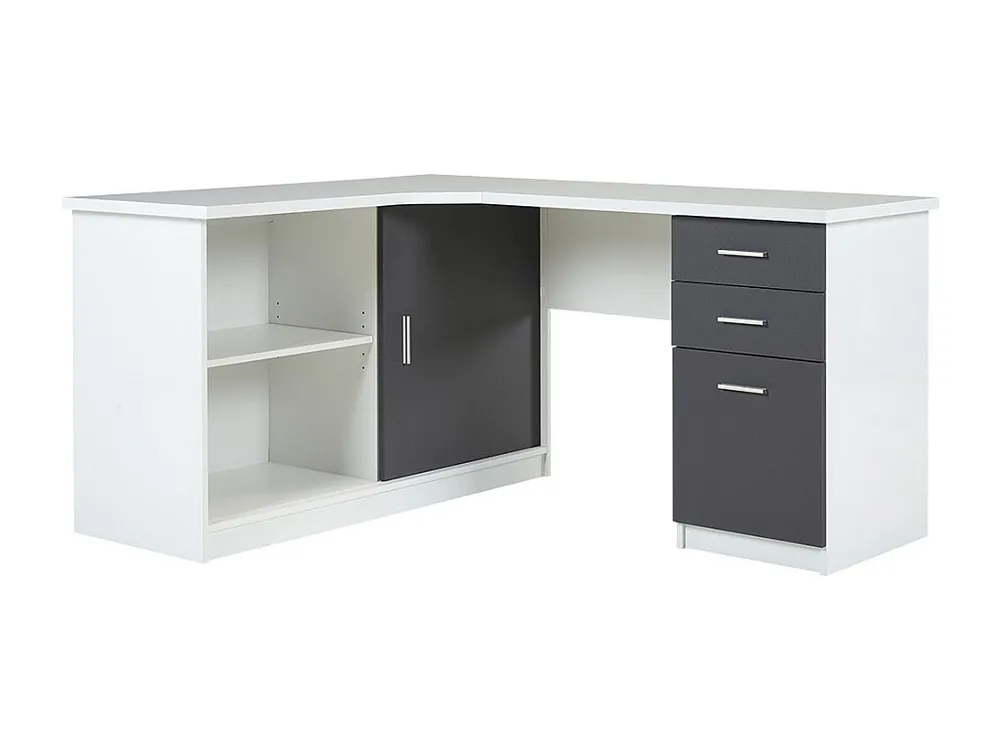 Móvel Compacto Secretária NORWY - 2 portas e 2 gavetas - Branco e Cinza