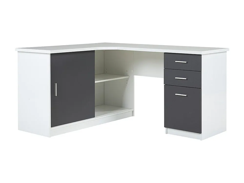 Móvel Compacto Secretária NORWY - 2 portas e 2 gavetas - Branco e Cinza