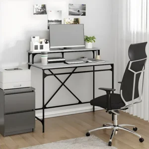 Secretária 100x50x90 cm derivados madeira/ferro cinzento sonoma em Carvalho