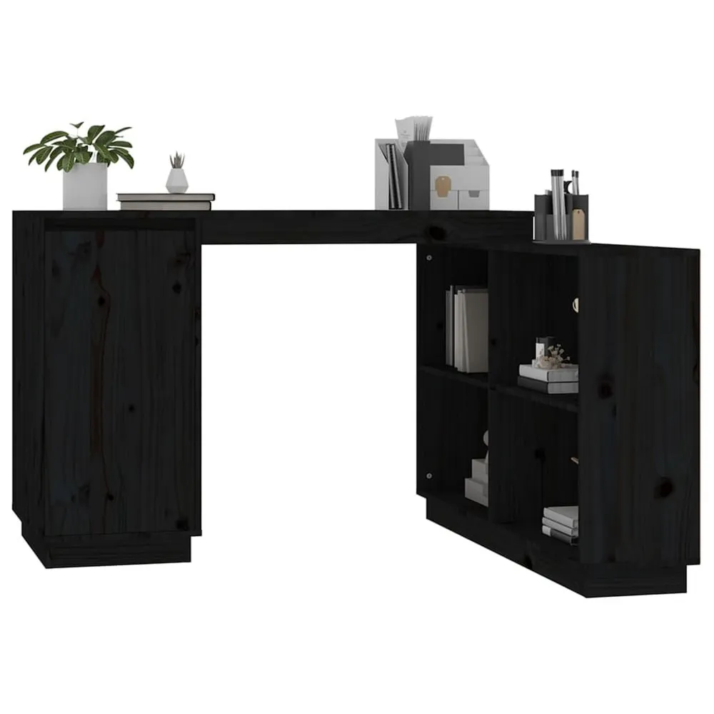 Secretária 110x50x75 cm madeira de pinho maciç preto | Entrega Rápida