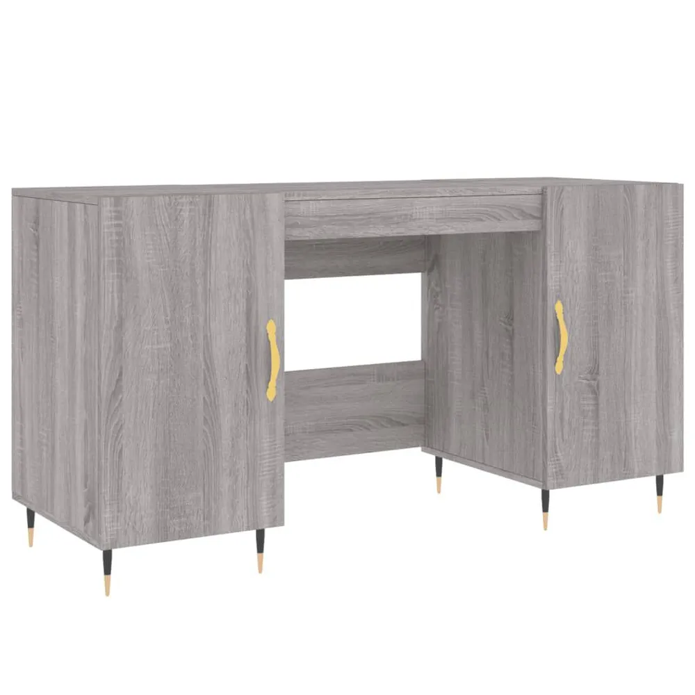 Secretária 140x50x75 cm derivados de madeira cinzento sonoma com Apoio Lombar