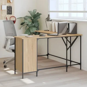 Secretária 141x141x75 cm derivados de madeira carvalho sonoma para Home Office