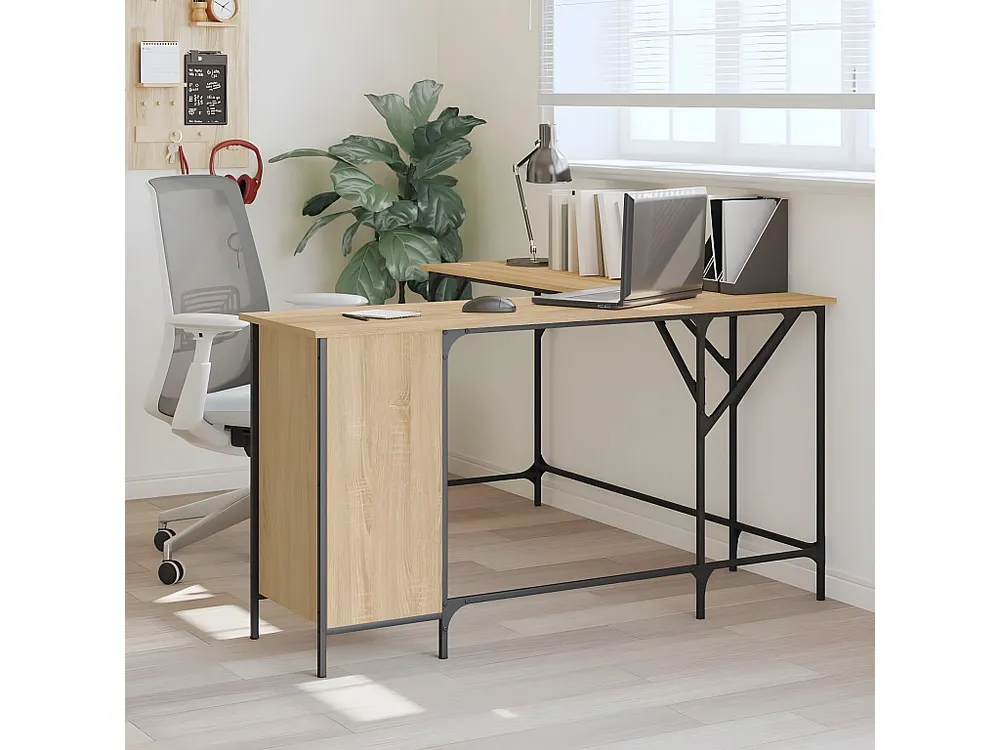 Secretária 141x141x75 cm derivados de madeira carvalho sonoma para Home Office
