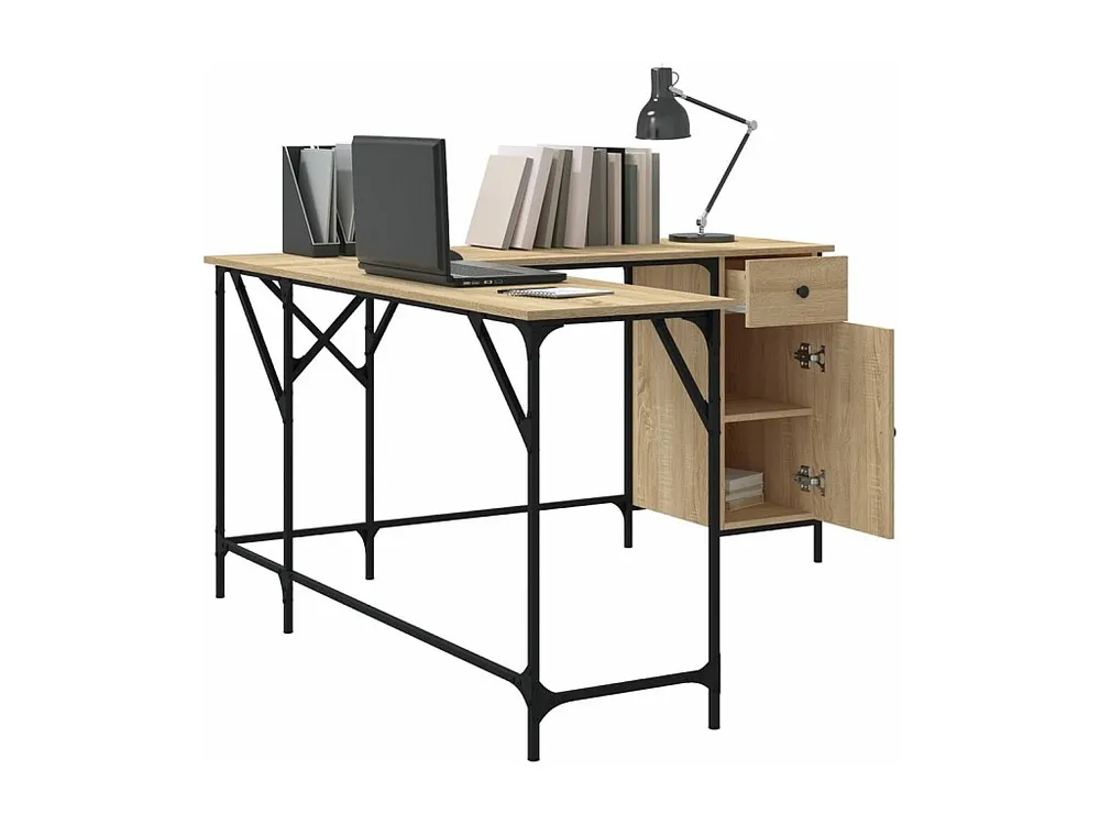 Secretária 141x141x75 cm derivados de madeira carvalho sonoma para Home Office