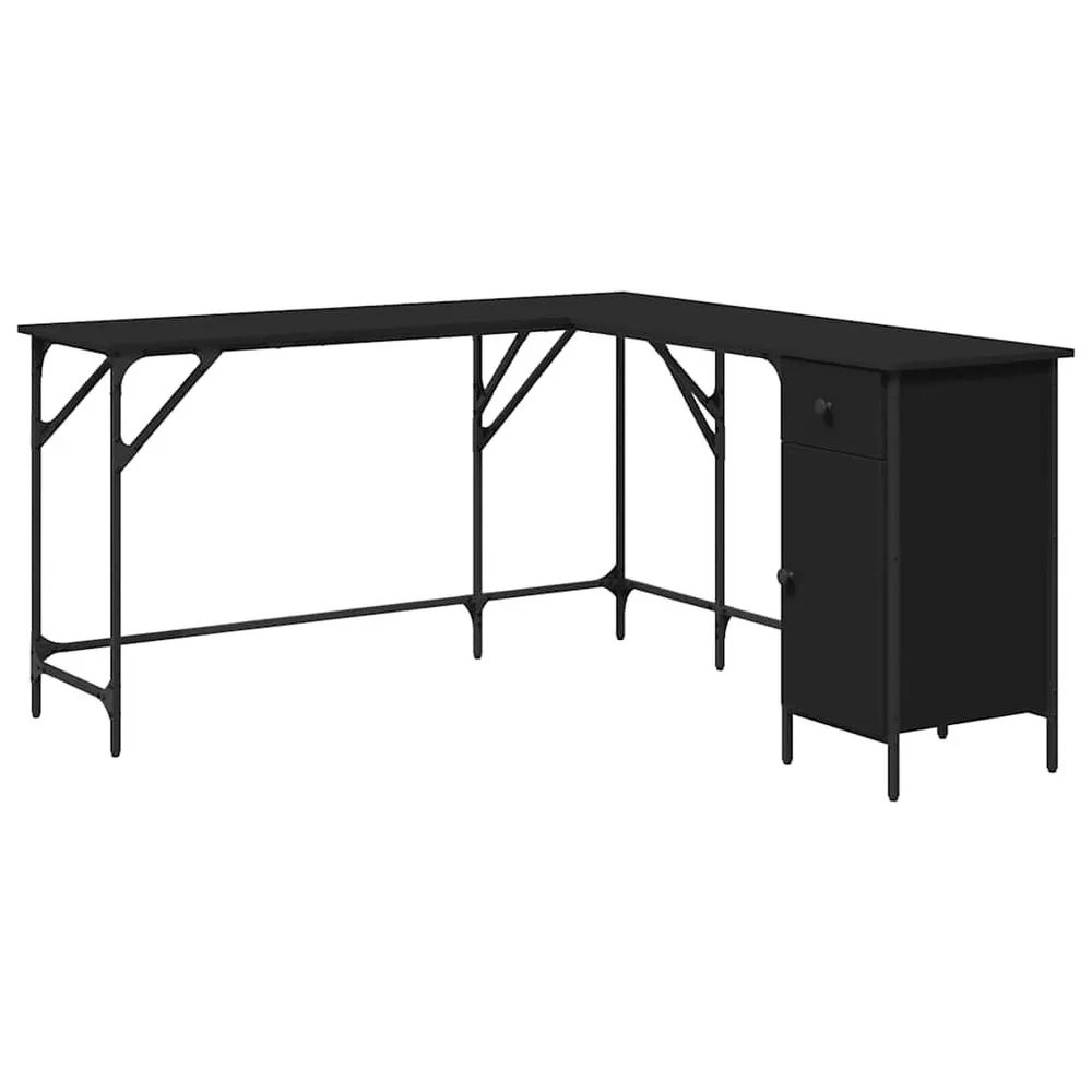Secretária 141x141x75 cm derivados de madeira preto em Carvalho
