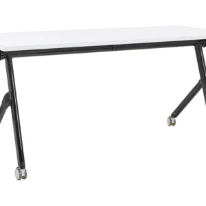 Secretária dobrável com rodas preta e branca 160 x 60 cm BENDI com Painel de Cortiç