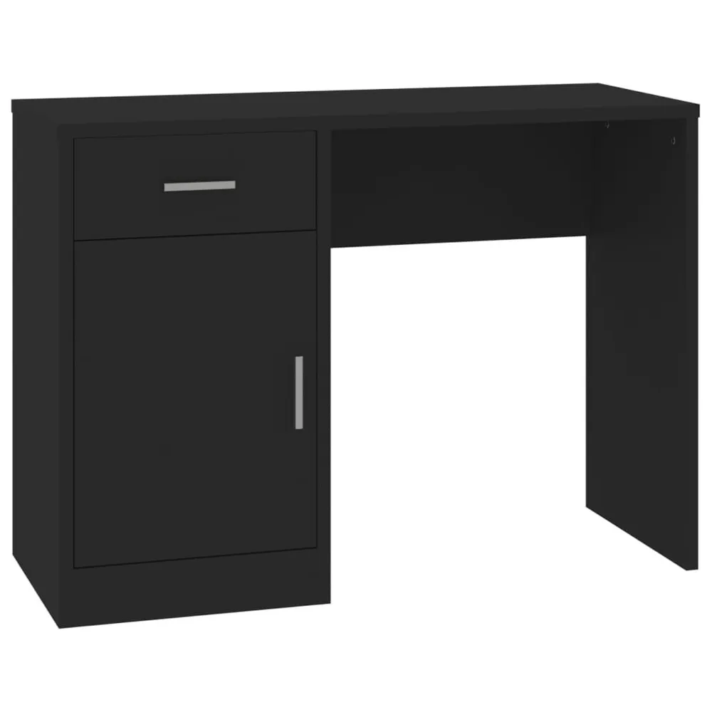 Secretária + gaveta/armário 100x40x73cm derivados madeira preto em Carvalho