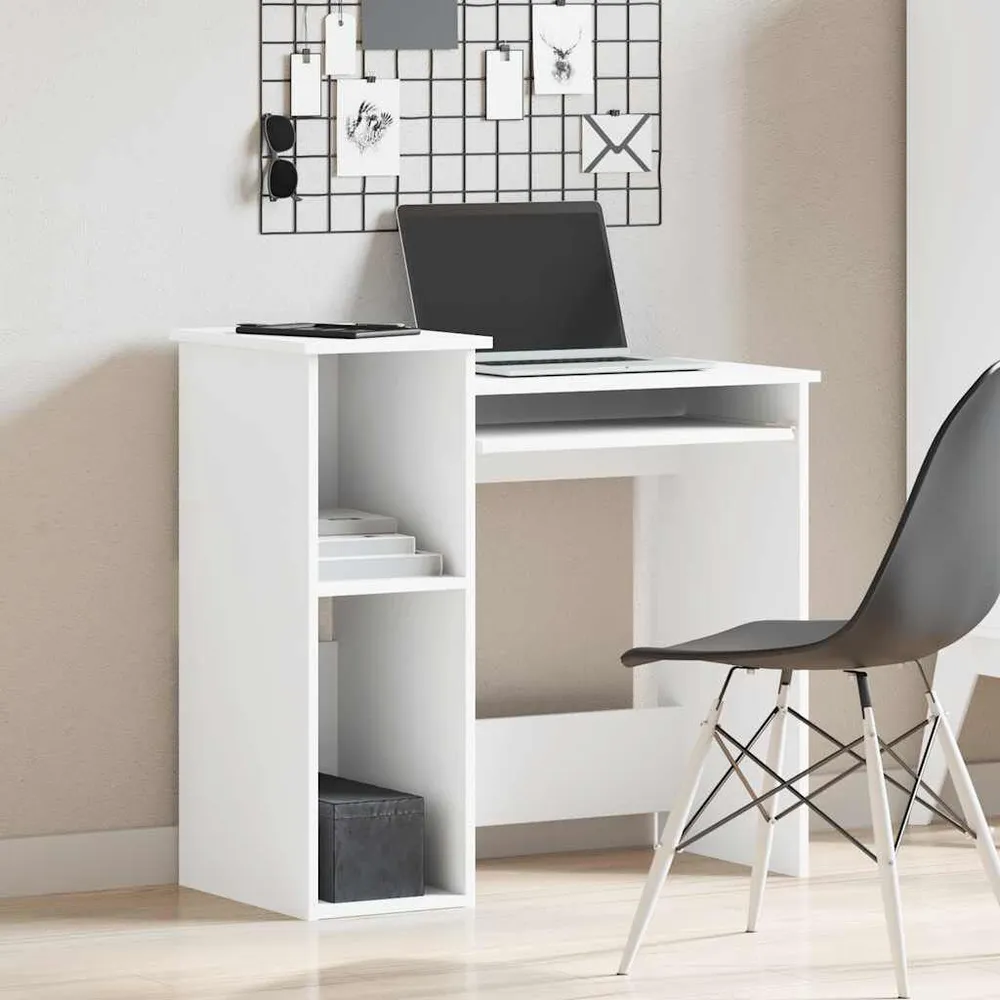 Suporte para Monitor Secretária com prateleiras 84x40x78 cm contraplacado branco