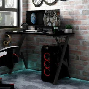 Suporte para Monitor Secretária de gaming com pernas em forma de Y 90x60x75 cm preto