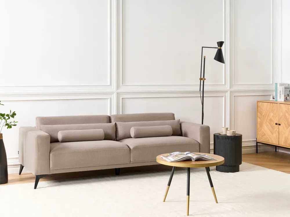 Aparador com Portas 3 Seater Fabric Sofa Taupe ANGE