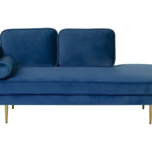 Chaise-longue à esquerda em veludo azul marinho MIRAMAS para Apartamento Pequeno