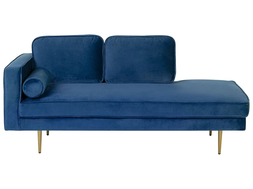 Chaise-longue à esquerda em veludo azul marinho MIRAMAS para Apartamento Pequeno