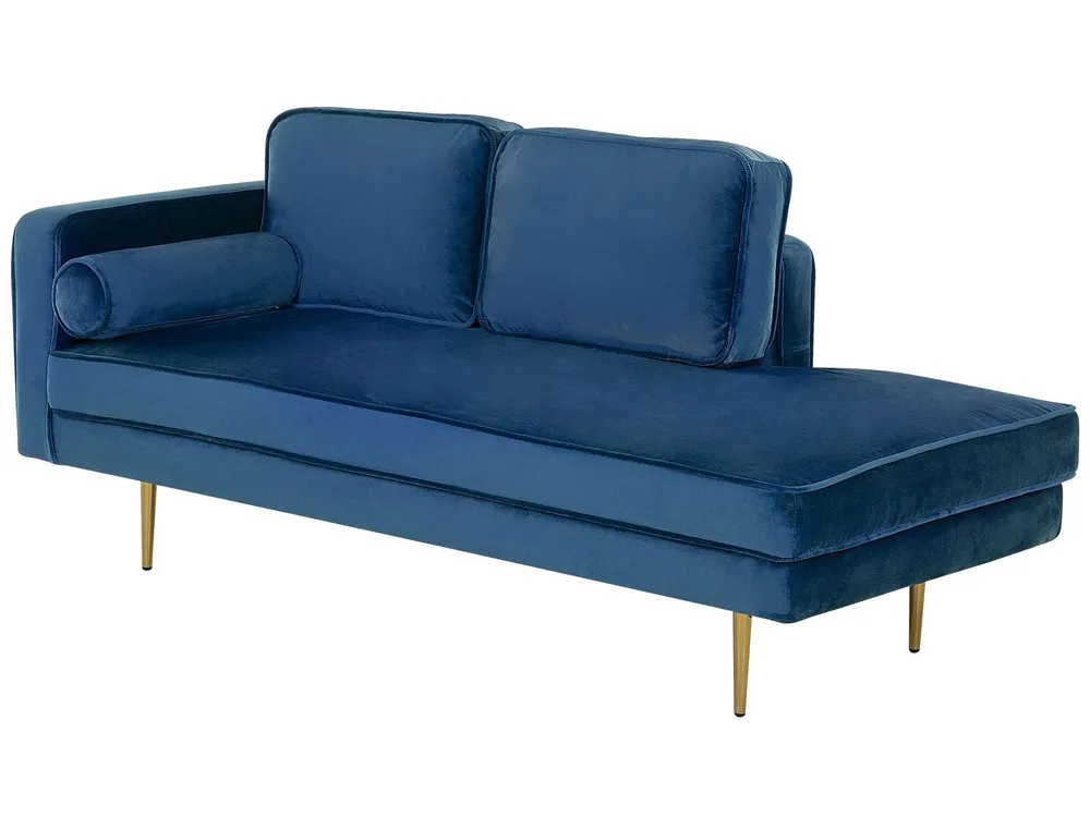 Chaise-longue à esquerda em veludo azul marinho MIRAMAS para Apartamento Pequeno