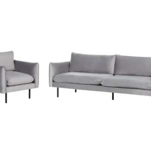 Conjunto de sofás 4 lugares em veludo cinzento VINTEBRO | Entrega Rápida