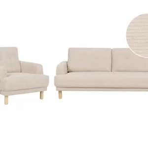 Corduroy Living Room Set Bege claro TUVE Compatível com TV de 65"