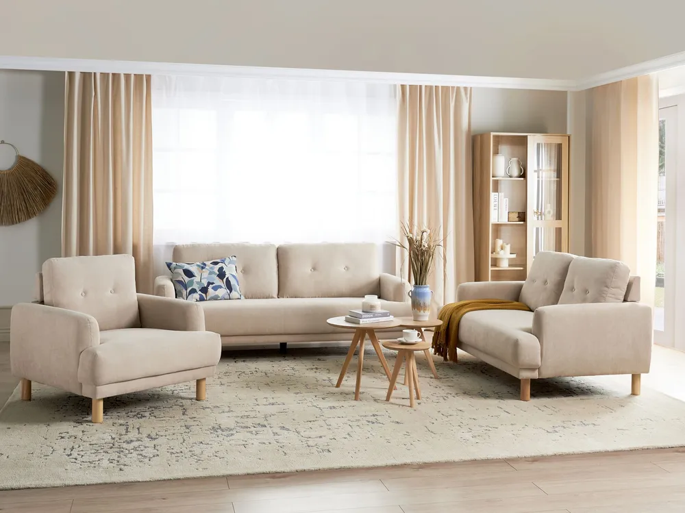Corduroy Living Room Set Bege claro TUVE Compatível com TV de 65"