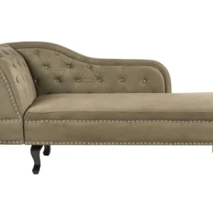 Design Premium Left Hand Chaise Lounge Velvet Olive Verde NIMES