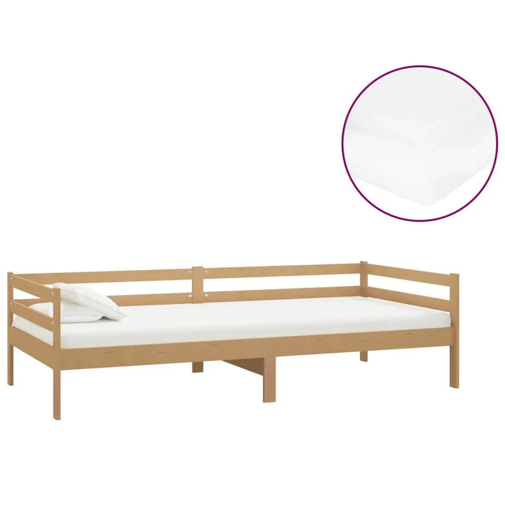Design Premium Sofá-cama com colchão 90x200 cm pinho maciço castanho mel