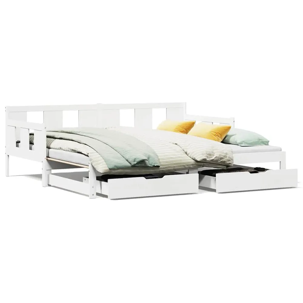 Design Premium Sofá-cama com gavetão e gavetas sem colchão 90x200 cm branco