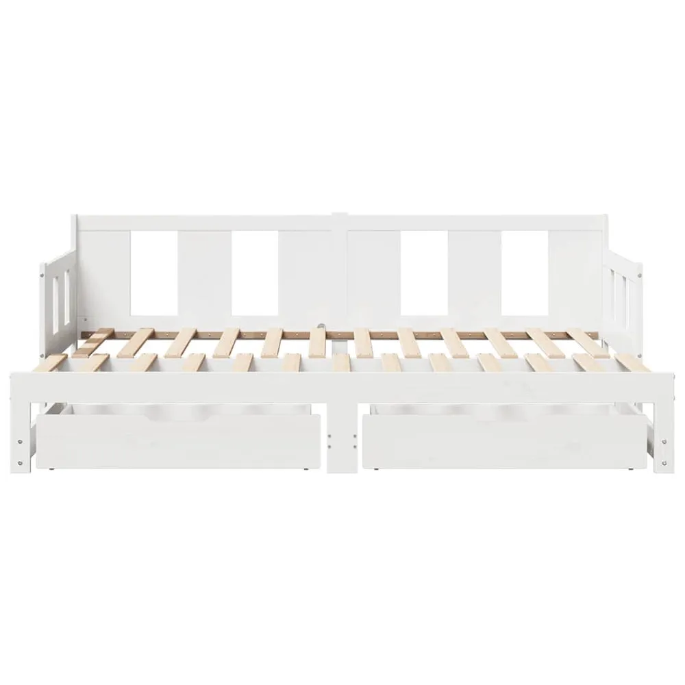 Design Premium Sofá-cama com gavetão e gavetas sem colchão 90x200 cm branco