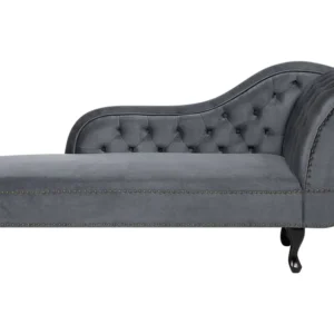 Estante para TV Chaise-longue à direita em veludo cinzento NIMES