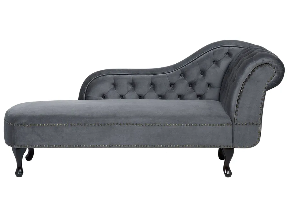Estante para TV Chaise-longue à direita em veludo cinzento NIMES
