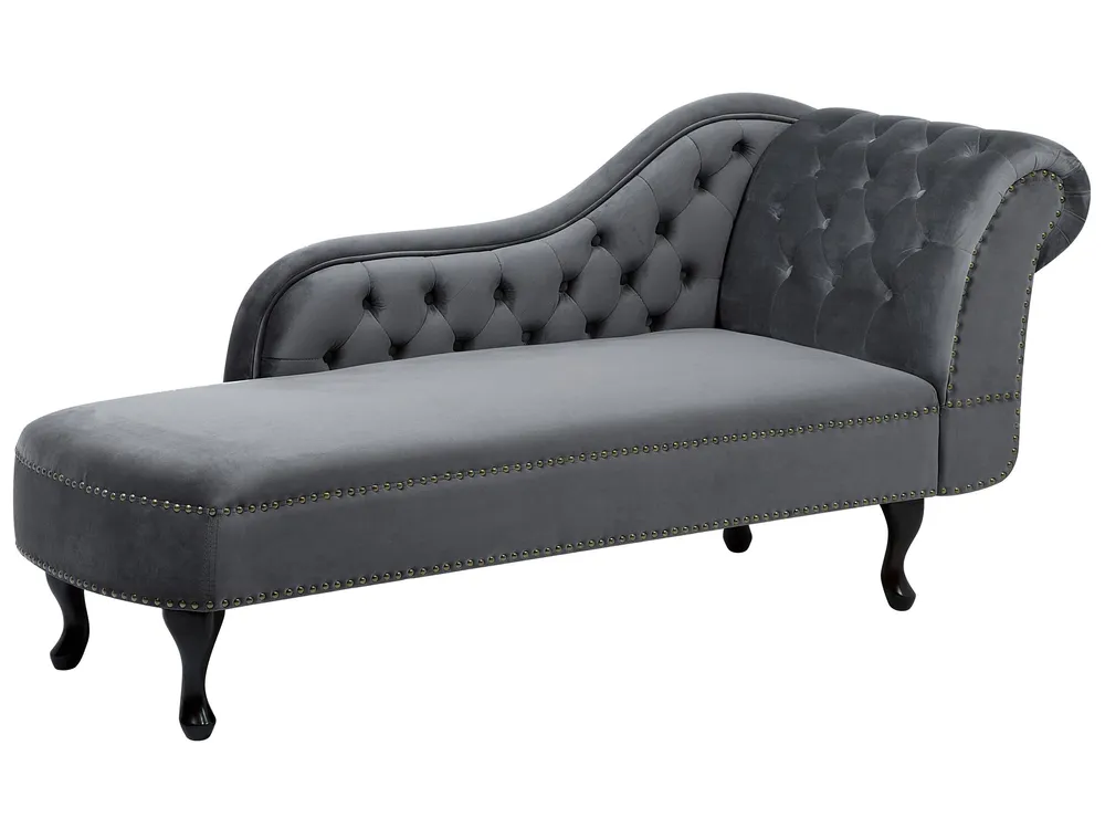 Estante para TV Chaise-longue à direita em veludo cinzento NIMES
