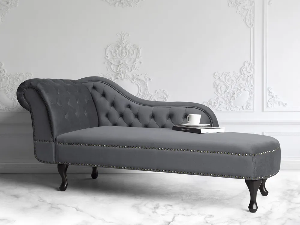 Estante para TV Left Hand Chaise Lounge Tecido macio Grey NIMES