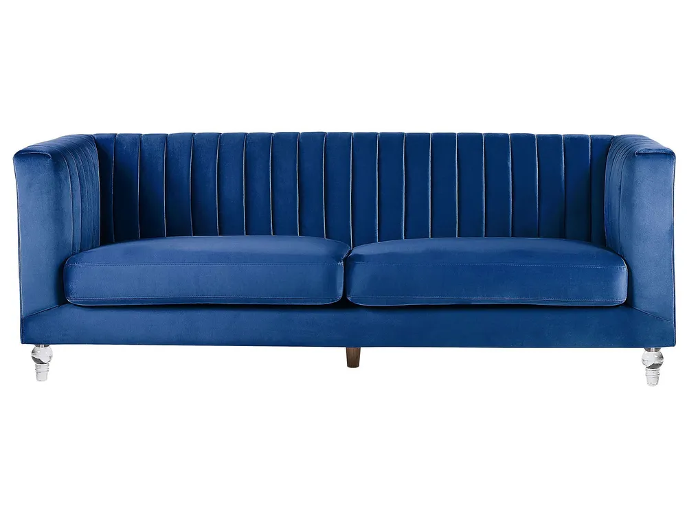 Estofado em Veludo Fabric Sofa Navy Azul ARVIKA