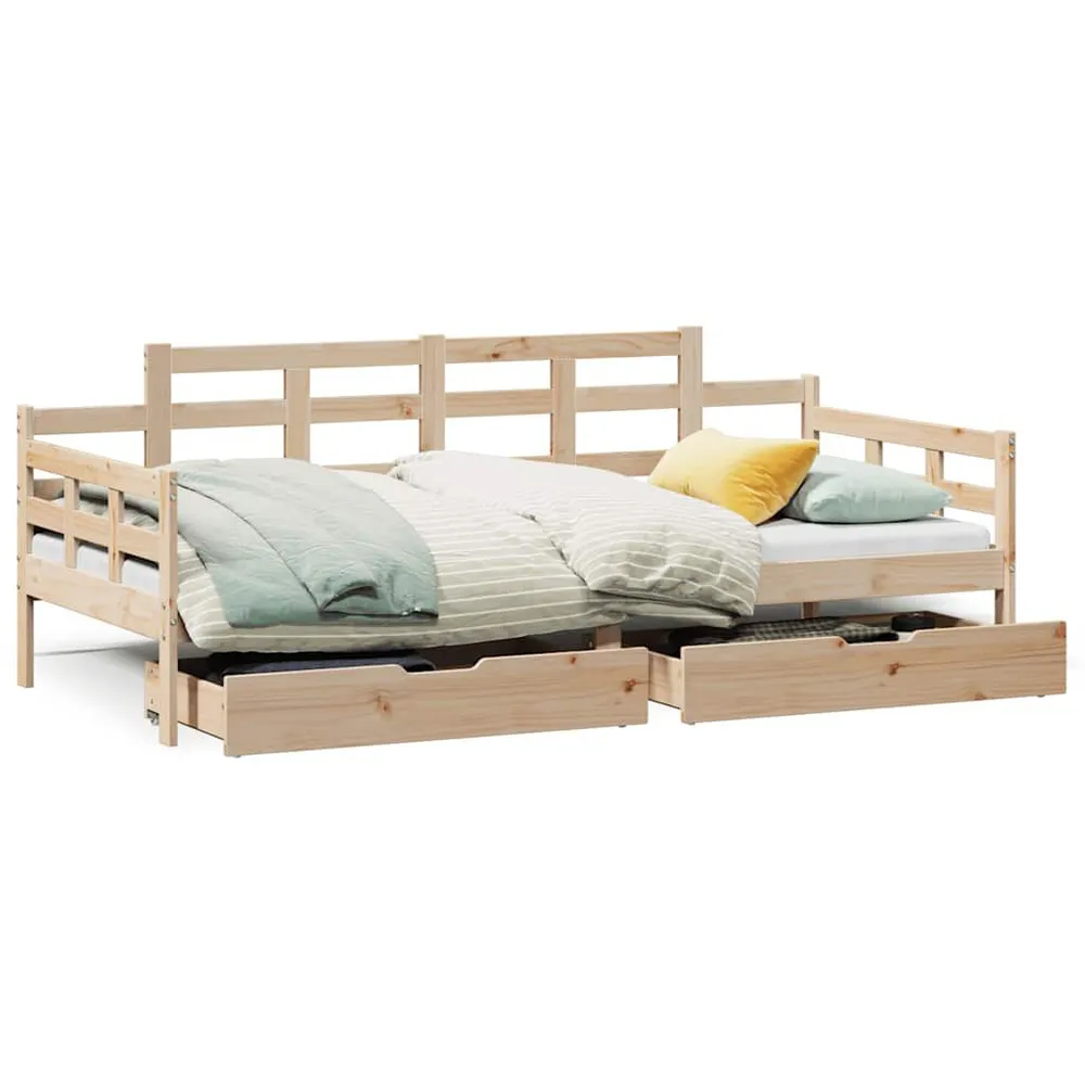 Estofado em Veludo Sofá-cama com gavetas 90x200 cm madeira de pinho maciç