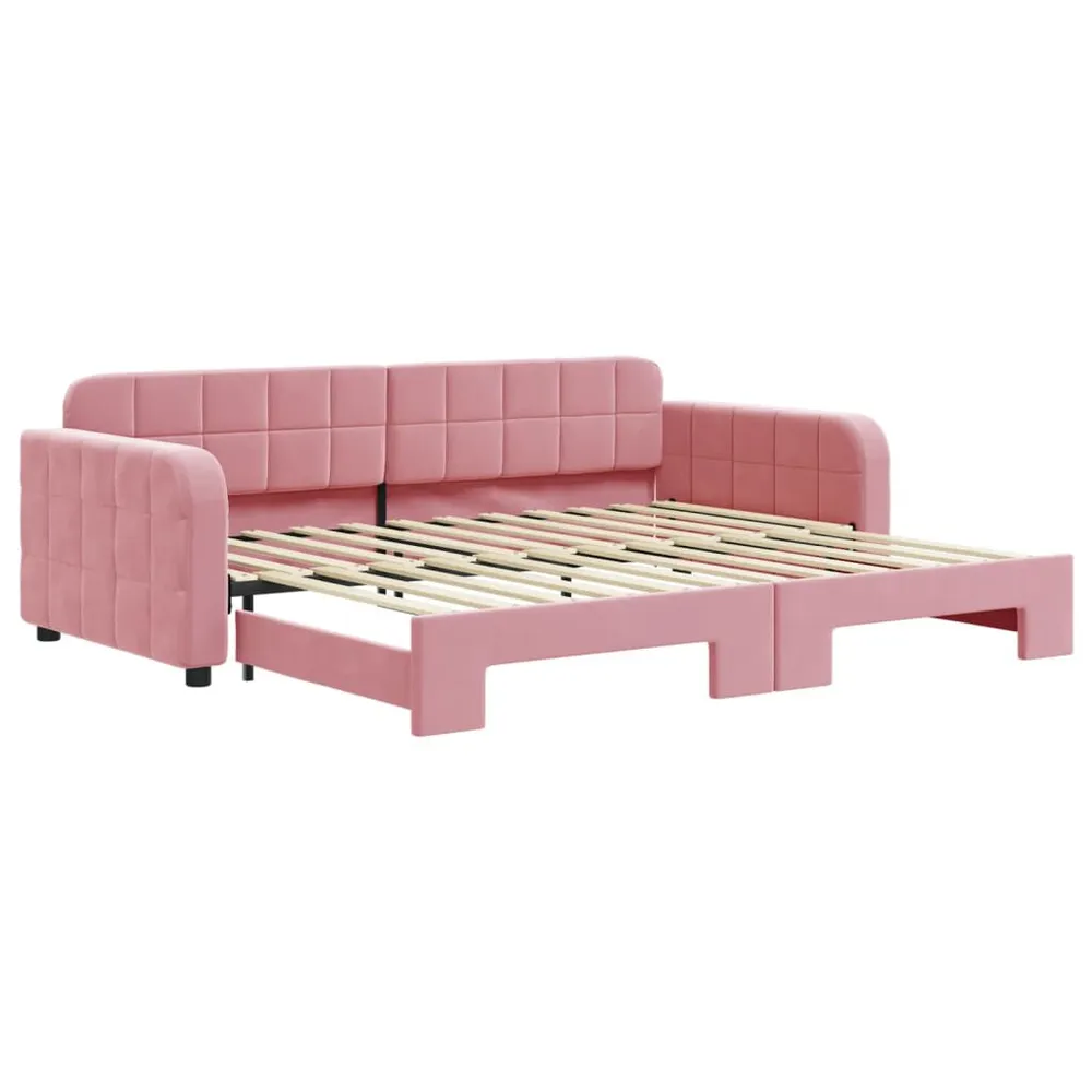 Estofado em Veludo Sofá-cama com gavetão 90x200 cm veludo rosa
