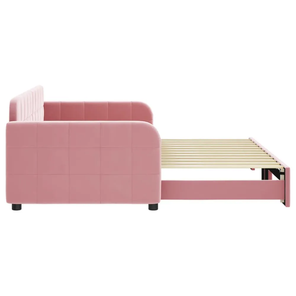 Estofado em Veludo Sofá-cama com gavetão 90x200 cm veludo rosa