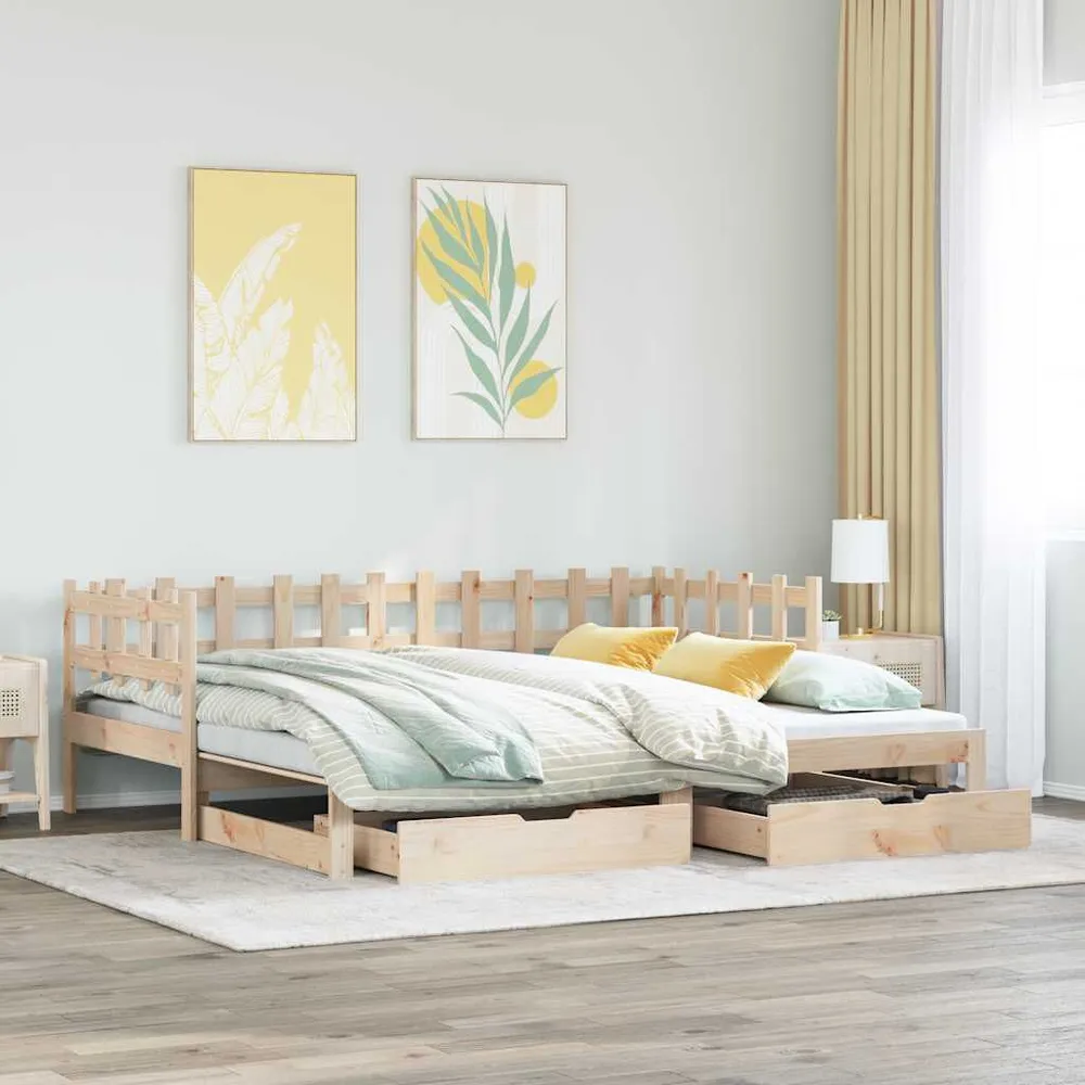 Estofado em Veludo Sofá-cama com gavetão e gavetas sem colchão 90x200 cm