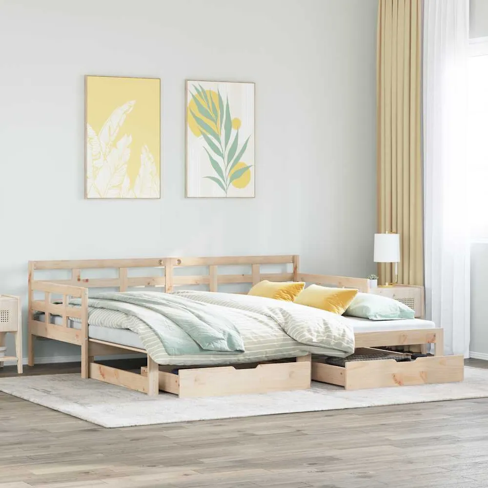 Estofado em Veludo Sofá-cama com gavetão e gavetas sem colchão 90x190 cm