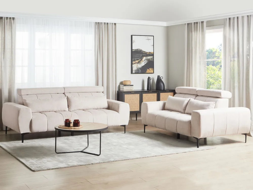 Fabric Living Room Set Tom neutro VEGAMO