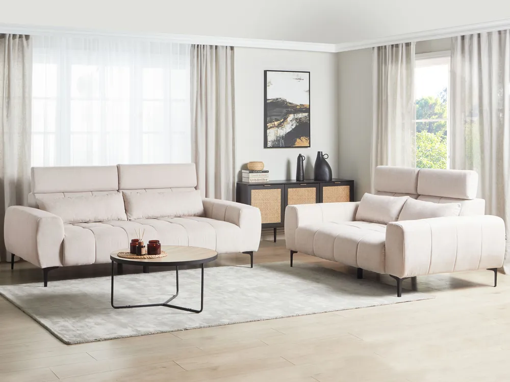 Fabric Living Room Set Tom neutro VEGAMO
