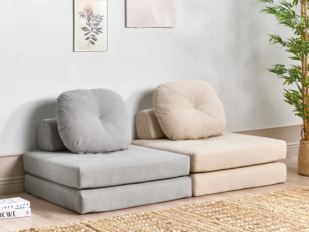 Fabric Single Sofa Bed Light Grey OLDEN