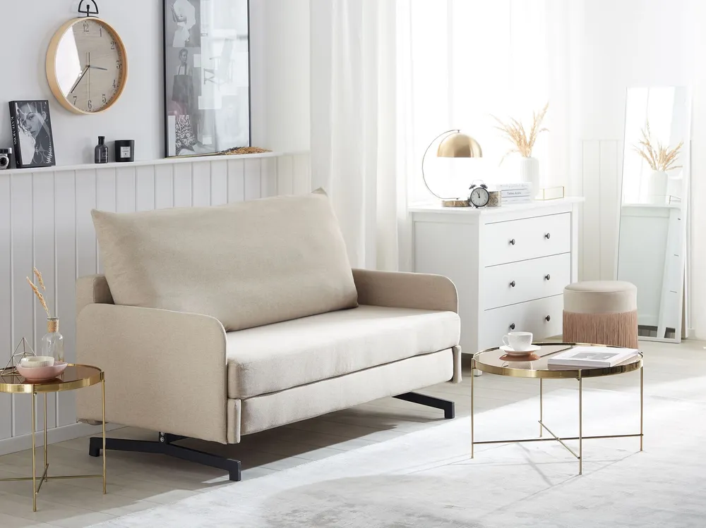 Fabric Sofa Bed Cor creme BELFAST