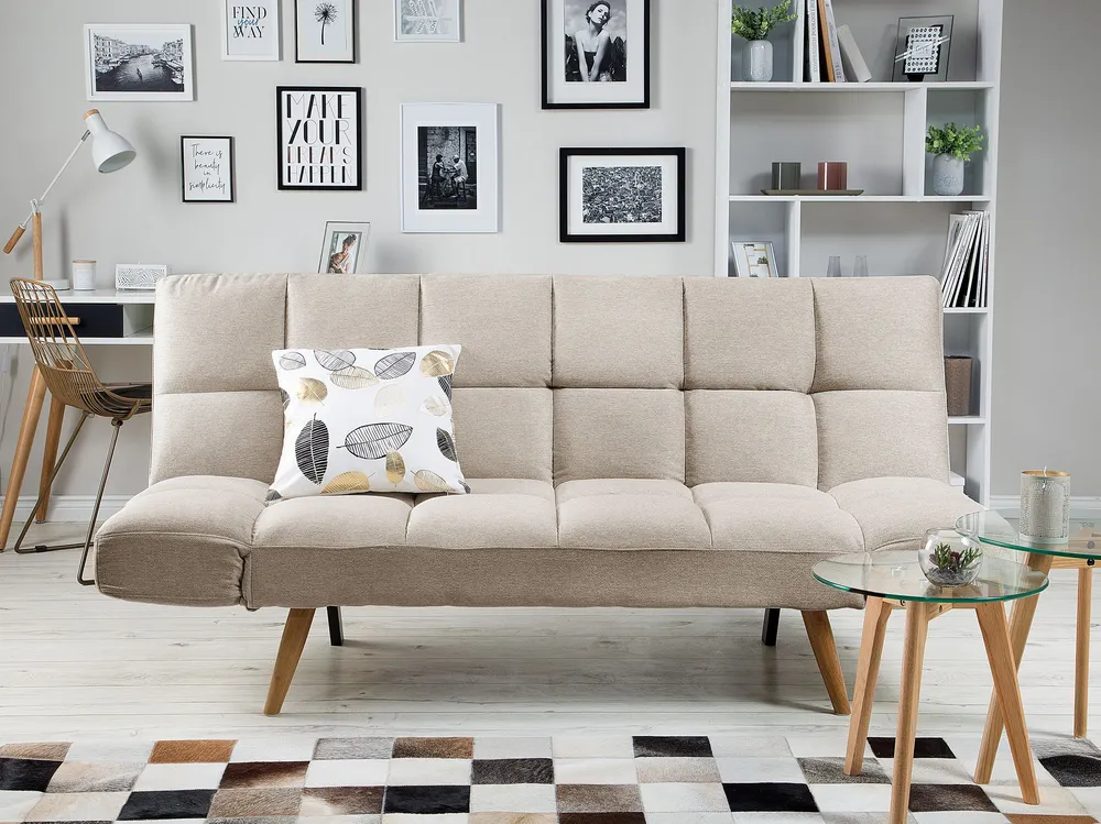 Fabric Sofa Bed Cor creme INGARO