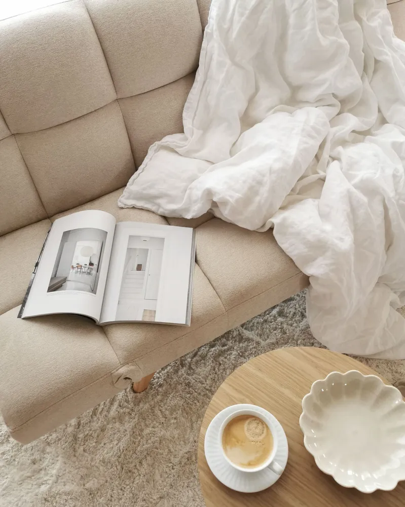 Fabric Sofa Bed Cor creme INGARO