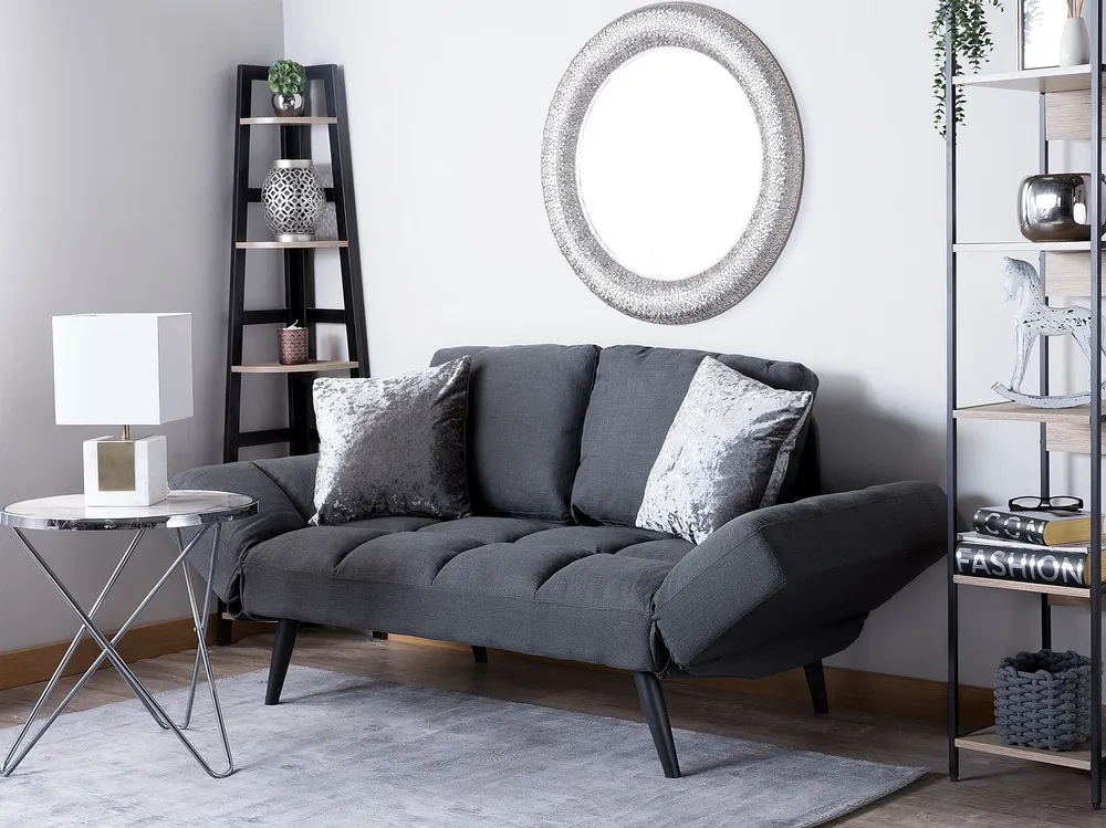 Fabric Sofa Bed Dark Grey BREKKE para Assistir TV