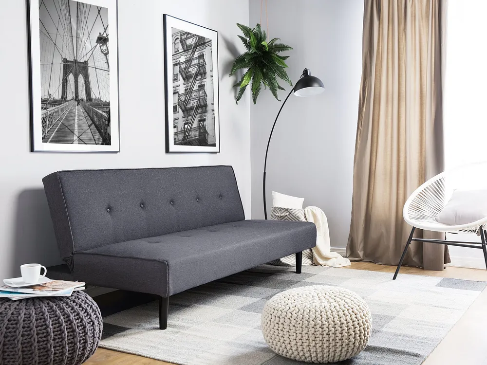 Fabric Sofa Bed Dark Grey VISBY 3 Lugares