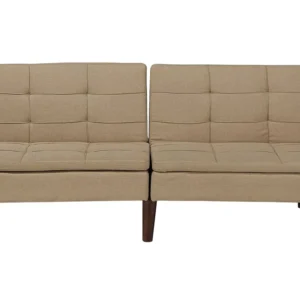 Fabric Sofa Bed Light Castanho RONNE em Veludo