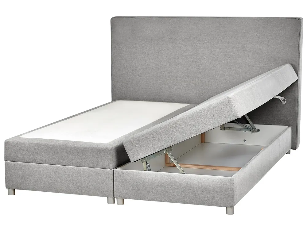 Fabric EU Super King Divan Bed Light Grey MINISTER com USB Integrado