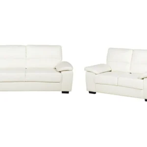 Faux Leather Sofa Set Cream VOGAR