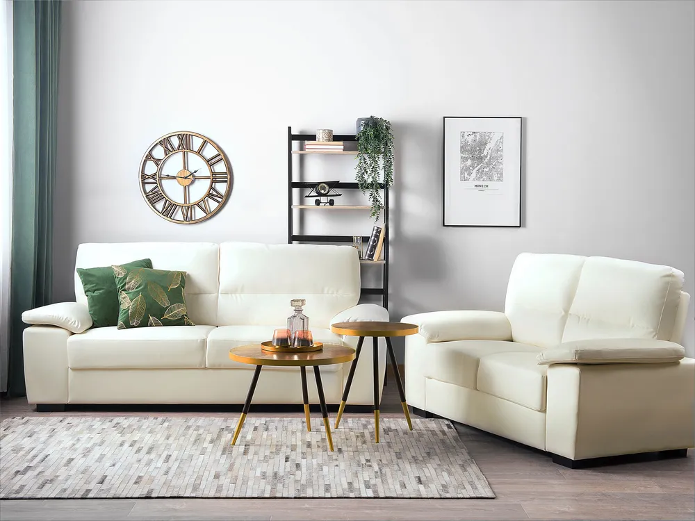 Faux Leather Sofa Set Cream VOGAR