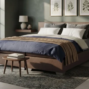 Faux Leather EU Super King Size Divan Bed Brown PRESIDENT