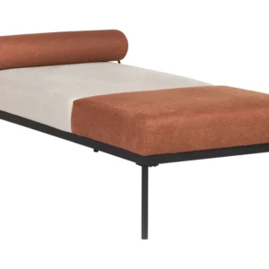 Faux Linen Chaise Lounge Beige and Golden Brown MALMOS